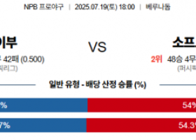 7월 19일 NPB 세이부 vs 소프트뱅