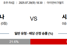 07월29일 웨스턴유나이티드:시드니FC 호주FFA 분석 및 예측 스포츠중계:스포츠무료중계