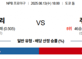 8월 13일 NPB 요미우리 vs 주니치