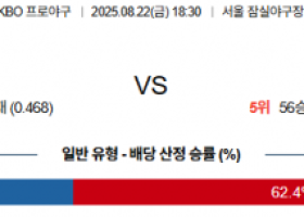 8월 22일 KBO 두산 vs KT