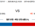 08월01일 KIA:한화 KBO 분석 및 예측 스포츠중계:스포츠무료중계