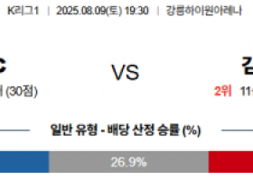 8월 9일 K리그1 강원FC vs 김천상무