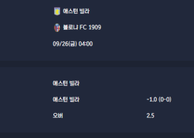2025-09-26 [UEFA Europa League] 애스턴 빌라 VS 볼로냐 FC 1909 분석