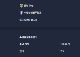 2025-09-27 [K2 League] 충남 아산 VS 수원삼성블루윙즈 분석