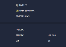 2025-09-25 [UEFA Europa League] PAOK FC VS 마카비 텔아비브 FC 분석
