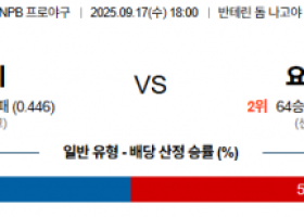 9월 17일 NPB 주니치 vs 요코베이