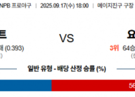 9월 17일 NPB 야쿠르트 vs 요미우리