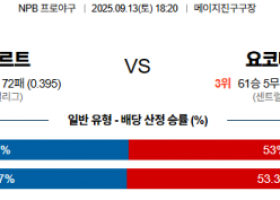 9월 13일 NPB 야쿠르트 vs 요코베이