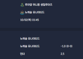 2025-10-02 [UEFA Champions League] 루아얄 위니옹 생질루아즈 VS 뉴캐슬 유나이티드 분석