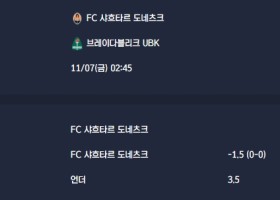 2025-11-07 [UEFA Conference League] FC 샤흐타르 도네츠크 VS 브레이다블리크 UBK 분석
