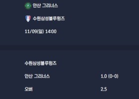 2025-11-09 [K2 League] 안산 그리너스 VS 수원삼성블루윙즈 분석