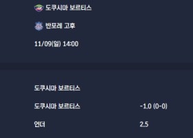 2025-11-09 [J-League Division 2] 도쿠시마 보르티스 VS 반포레 고후 분석