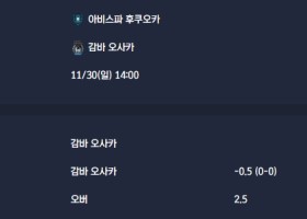 2025-11-30 [J1 League] 아비스파 후쿠오카 VS 감바 오사카 분석