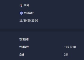 2025-11-30 [Serie A] 피사 VS 인터밀란 분석