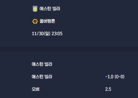 2025-11-30 [Premier League] 애스턴 빌라 VS 울버햄튼 분석