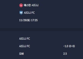 2025-11-29 [A-League] 웨스턴 시드니 VS 시드니 FC 분석