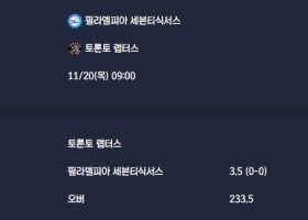 2025-11-20 [NBA] 필라델피아 세븐티식서스 VS 토론토 랩터스 분석
