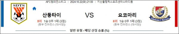 10월22일 AFC챔피언스리그 산둥 요코하마 해외축구분석  스포츠분석