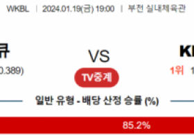 1월 19일 1900 하나원큐 vs KB손해보험 국내농구분석