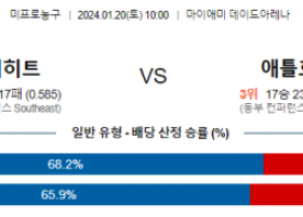 1월 20일 NBA분석 마이애미  애틀랜타 해외농구중계 NBA중계 농구분석