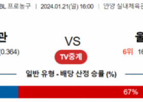 1월 21일 1600 안양정관장 vs 울산모비스 국내농구분석