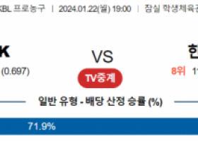 1월 22일 1900 서울SK vs 대구한국가스공사 국내농구분석