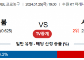 1월 25일 1900 수원KT vs 서울SK 국내농구분석