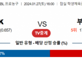 1월 27일 1600 서울SK vs 부산KCC 국내농구분석