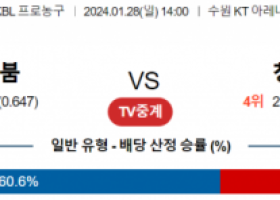 1월 28일 1400 수원KT vs 창원LG 국내농구분석