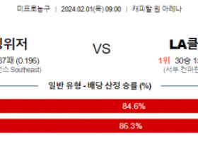 2월 1일 NBA분석 워싱턴 vs LA클리퍼스 해외농구중계 NBA중계 농구분석