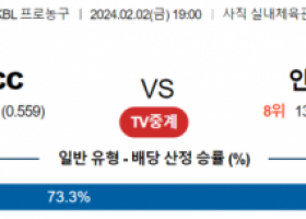 2월 2일 1900 부산KCC vs 안양정관장 국내농구분석