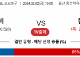 2월 2일 1900 울산모비스 vs 원주DB 국내농구분석