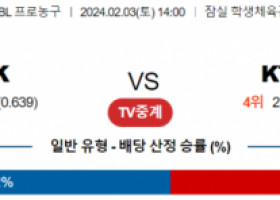 2월 3일 1400 서울SK vs 수원KT 국내농구분석