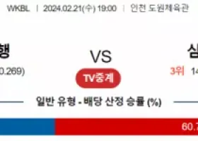 2월 21일 1900 신한은행 vs 삼성생명 국내농구분석