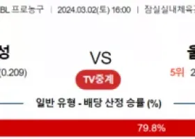 3월 2일 1600 서울삼성 vs 울산현대모비스 국내농구분석