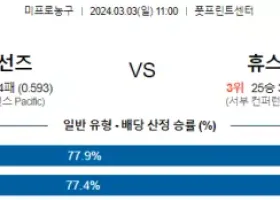 3월 3일 NBA분석 피닉스 vs 휴스턴 해외농구분석