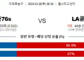 3월 28일 NBA분석 필라델피아 vs LA클리퍼스 해외농구 NBA 농구분석