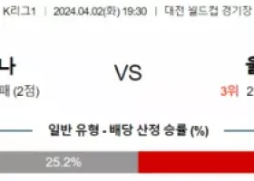 K리그1 4월 2일 1930 대전 시티즌 vs 울산HD