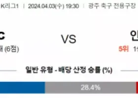 K리그1 4월 3일 1930 광주 FC  인천 유나이티드