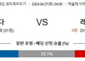 4월27일 소시에다드 레알마드리드 프리메라리가분석 해외스포츠