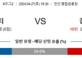 4월27일 천안 김포 K리그2분석 국내스포츠