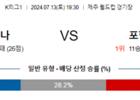 7월13일 K리그 제주 포항 아시아축구분석 스포츠분석