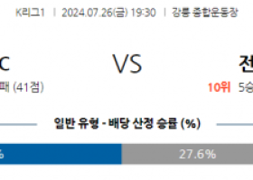 7월26일 K리그1 강원 전북 아시아축구분석 스포츠분석