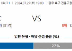 7월27일 K리그1 광주 수원FC 아시아축구분석 스포츠분석