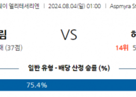 8월4일 노르웨이 보되클림트 하우게순 해외축구분석  스포츠분석