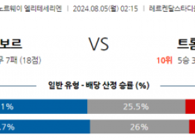 8월5일 노르웨이 로젠보리 트롬쇠 해외축구분석 스포츠분석