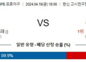 4월19일 한신 주니치 NPB프로야구분석 해외스포츠