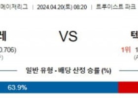 4월20일 애틀랜타 텍사스 MLB프로야구분석 해외스포츠