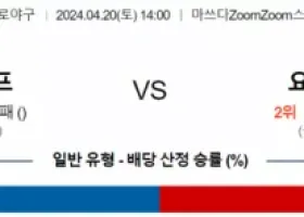 4월 20일 1800 NPB 히로시마  요미우리