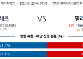 4월25일 신시내티 vs 필라델피아 mlb 스포츠분석